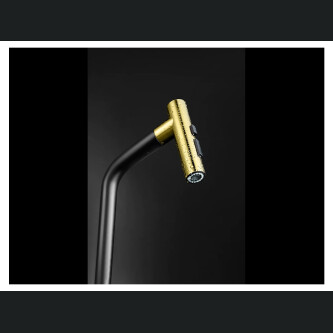  Baterie bucatarie Higold Piniz cu cap extractibil, 2 tipuri de jet, cartus ceramic, negru si gold