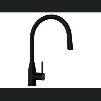 Set chiuveta bucatarie Schock Greenwich N-100XL 750 x 456 mm Cristadur Puro, negru intens cu parti vizibile si baterie bucatarie Schock Kavus cu cap extractibil Puro