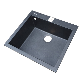 Chiuveta bucatarie granit CookingAid Cube ON5610 Neagra / Black Metal quartz cu montaj sub blat + accesorii instalare