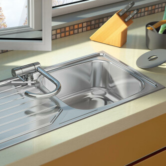 Chiuveta bucatarie inox CookingAid OKIO LINE 103 PL reversibila stanga/dreapta cu picurator + accesorii montaj