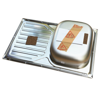 Chiuveta bucatarie inox CookingAid OKIO LINE 80 FLAT PL reversibila stanga/dreapta cu picurator + accesorii montaj