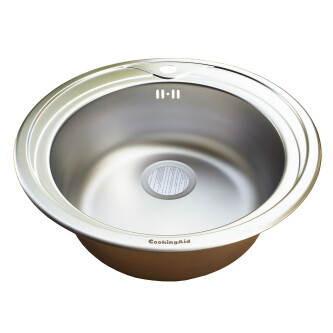 Chiuveta bucatarie inox CookingAid PIO REDONDO NP rotunda finisaj MAT + accesorii montaj