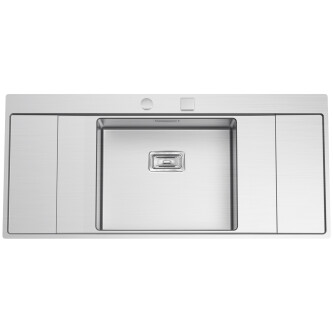 Chiuveta bucatarie inox CookingAid XERON B50 reversibila cu ventil scurgere dreptunghiular automat si accesorii montaj