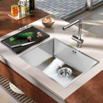 Chiuveta bucatarie inox CookingAid HERA MEDIUM cu dozator detergent, tavita scurgere inox, gratar rulabil inox + accesorii montaj