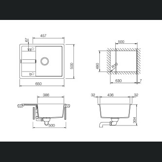 Set chiuveta bucatarie Schock Ronda D-100L 650 x 500 mm Cristalite Nero cu parti vizibile negru si baterie bucatarie Schock Kantus cu cap extractibil, negru