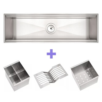 Chiuveta ingusta scurgere multifunctionala tip rigola / canal / jgheab drenare CookingAid Channel sink 63cm cu 3 accesorii incluse