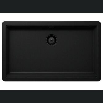 Set chiuveta bucatarie Schock Greenwich N-100XL 750 x 456 mm Cristadur Puro, negru intens cu parti vizibile si baterie bucatarie Schock Kavus cu cap extractibil Puro