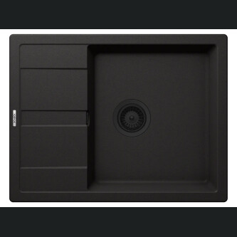Set chiuveta bucatarie Schock Ronda D-100L 650 x 500 mm Cristalite Nero cu parti vizibile negru si baterie bucatarie Schock Kantus cu cap extractibil, negru