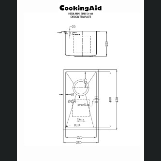 Chiuveta bucatarie inox CookingAid HERA MINI cu dozator detergent + accesorii montaj