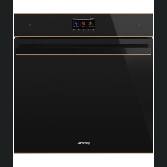  Cuptor cu piroliză și vaporizator SMEG Dolce Stil Novo, SOP6604S2PNR, negru lucios cu detalii din cupru, 60 cm, capacitate 68 l, clasa A+