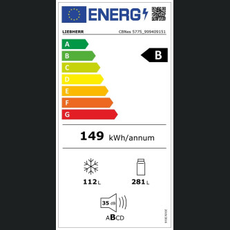 Combina frigorifica Liebherr CBNes 5775, Premium BioFresh NoFrost, 392 l, B