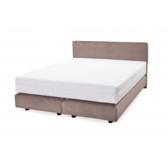 Pat Boxspring Alviano tapitat simplu, cu inaltime capat pat 90 cm, saltea inclusa, fara topper