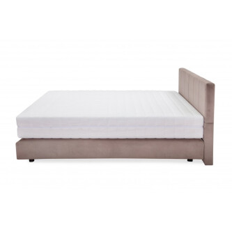 Pat Boxspring Alviano tapitat simplu, cu inaltime capat pat 90 cm, saltea inclusa, fara topper