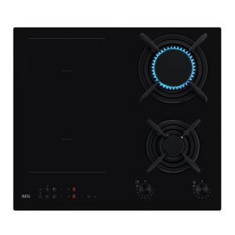 Plita incorporabila mixta AEG HDB64623NB, inductie + gaz, 4 arzatoare, Touch Control, negru