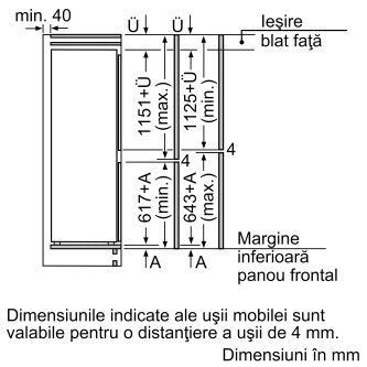 Combină frigorifică încorporabilă Neff  KI6873FE0, 272 l, E