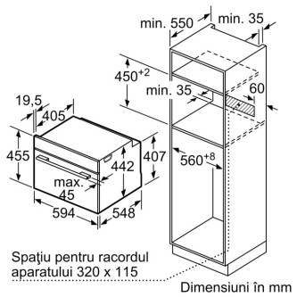 Cuptor compact cu funcție de abur încorporabil Bosch CSG7364B1,47 l,  A+, negru