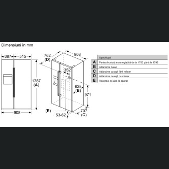 Side by side Neff KA3923IE0, dozator gheață, NoFrost, 562 l, Inox, E