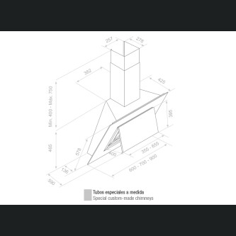 Hota de perete Pando P-732,  V.1050 mc/h, latime 60 cm, A+, sticla alba