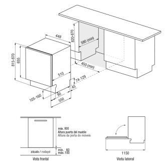 Masina de spalat vase complet incorporabila Pando PLB-7145, 45 cm