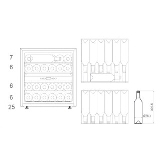 Vitrina de vin incorporabila Pando PVMAVP 60-25 CRLNL, G, Push to open