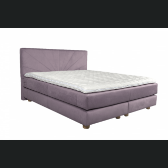 Pat boxspring Sella, tapiterie linii, cu inaltime capat pat 110 cm, saltea inclusa, fara topper