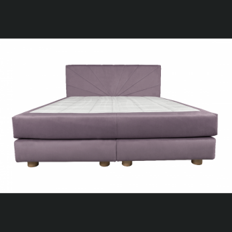 Pat boxspring Sella, tapiterie linii, cu inaltime capat pat 110 cm, saltea inclusa, fara topper