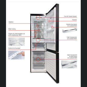 Combina frigorifica Pando PFLX , NoFrost, 367 l, inox inchis