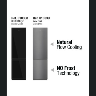 Combina frigorifica Pando PFLC, NoFrost, 367 l, sticla neagra