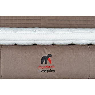 Pat boxspring Saint Moritz, tapiterie linii, inaltime capat pat 140 cm, saltea inclusa, fara topper