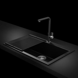 Scurgator multifunctional / Gratar / Suport vase pliabil negru dens CookingAid Folding Mat Black pentru chiuvete
