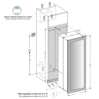 Vitrina de vin Pando PVMAp 178-112 PA, 112 sticle, 288 l, G, deschidere PUSH-TO-OPEN