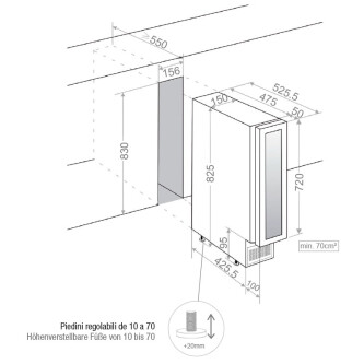 Vitrina de vin incorporabila Pando PVZB 15-9CRR, 9 sticle, 19 l, G